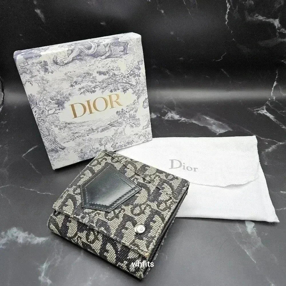 Christian Dior Trotter Canvas Trifold Wallet with dust bag and box.